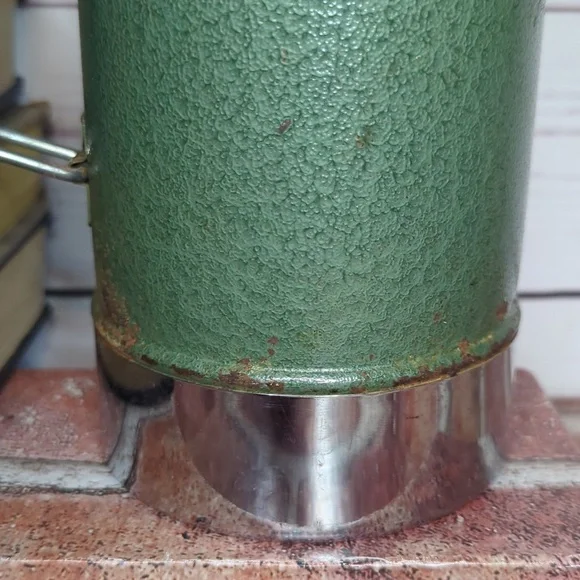 Original Vintage 80's Aladdin STANLEY Olive Green Crackle Vacuum Thermos 32 oz.‎ - Picture 11 of 15